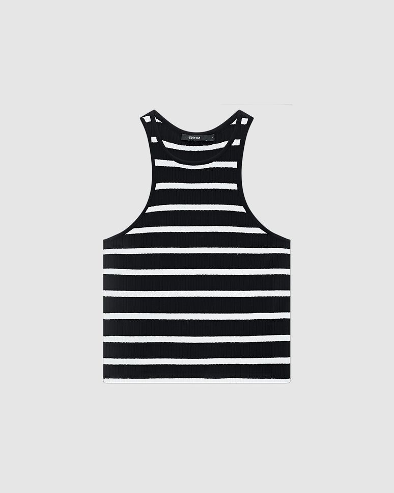 Regata Justa Feminina Listrada Decote Halter Neck Em Tricô De Viscose - ENFIM