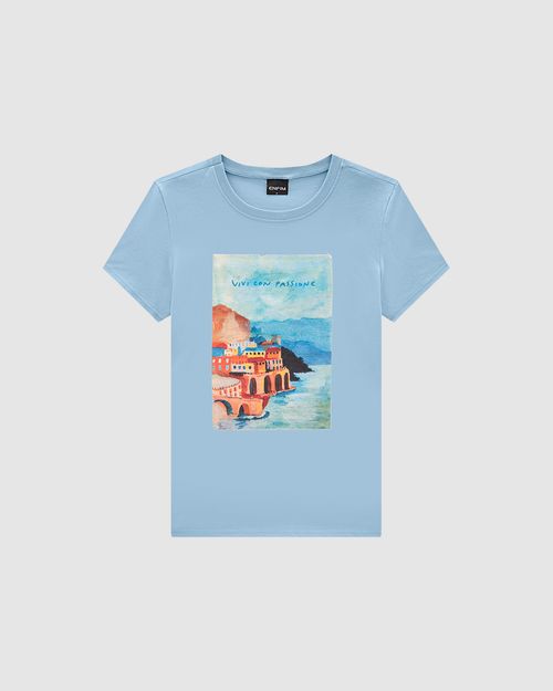 T-Shirt Feminina Slim Vivi Con Passione Em Algodão - ENFIM