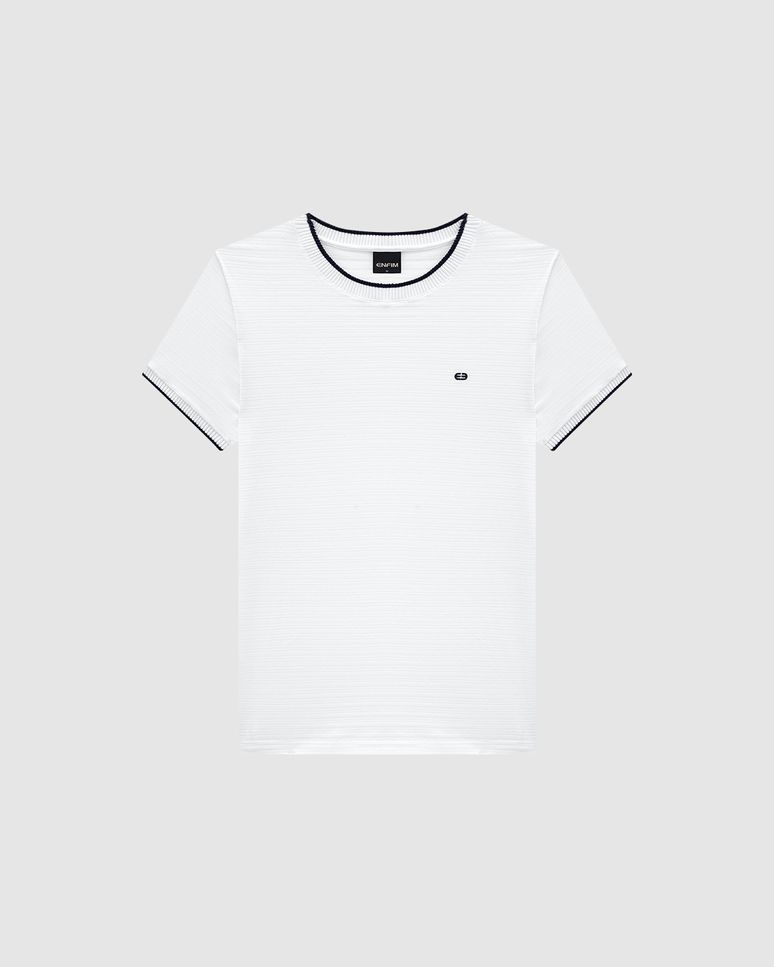 Camiseta Masculina Gola E Manga Retilínea Em Malha Texturizada - ENFIM