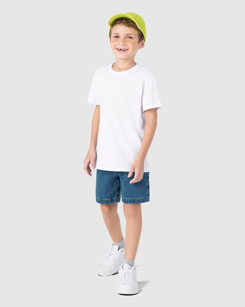 Bermuda Infantil Menino Cós Ajustável Em Jeans Moletom Malwee Kids