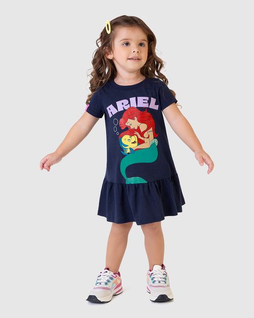 Vestido Infantil Ariel Princesa Disney Em Algodão Malwee Kids