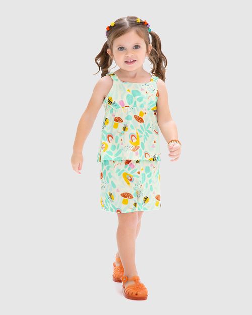 Conjunto Infantil Menina Regata Ampla E Shorts Em Viscose Malwee Kids