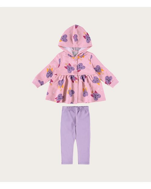 Conjunto Infantil Menina Casaco Em Moletom Flanelado Malwee Kids