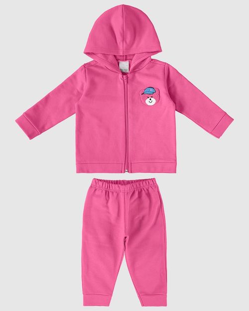 Conjunto Infantil Menina Jaqueta Com Capuz Em Moletom Malwee Kids