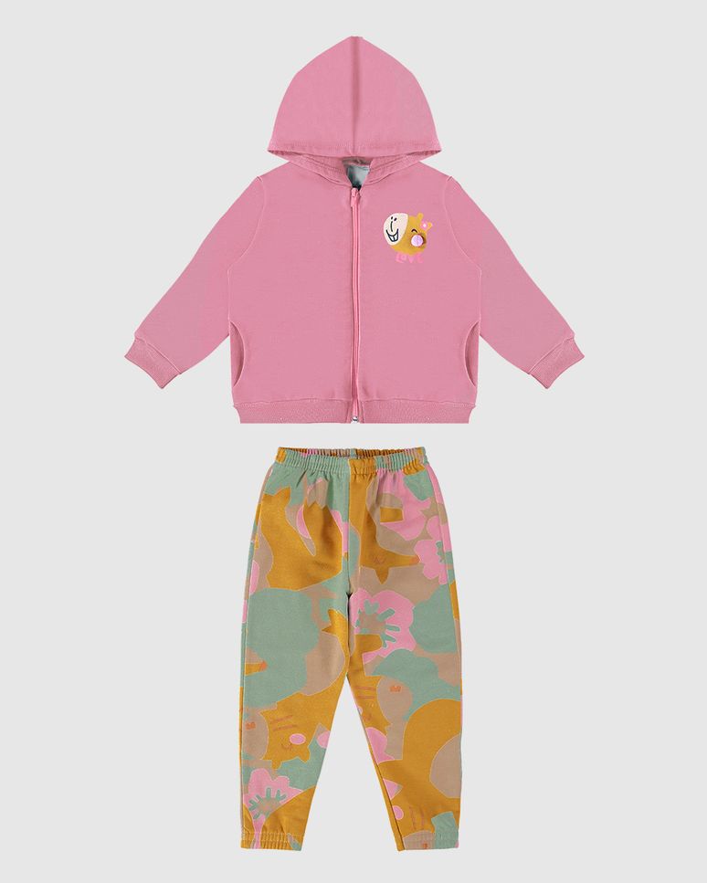 Conjunto Infantil Menina Calça Estampada Moletom Flanelado Malwee Kids