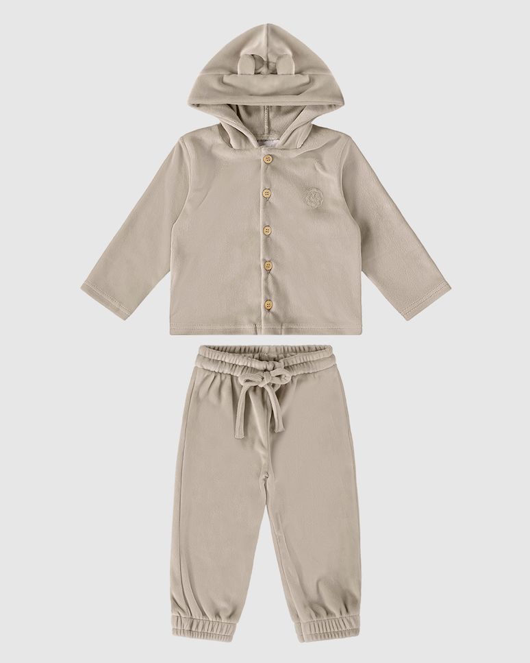 Conjunto Infantil Unissex Com Capuz Em Malha Soft Malwee Kids