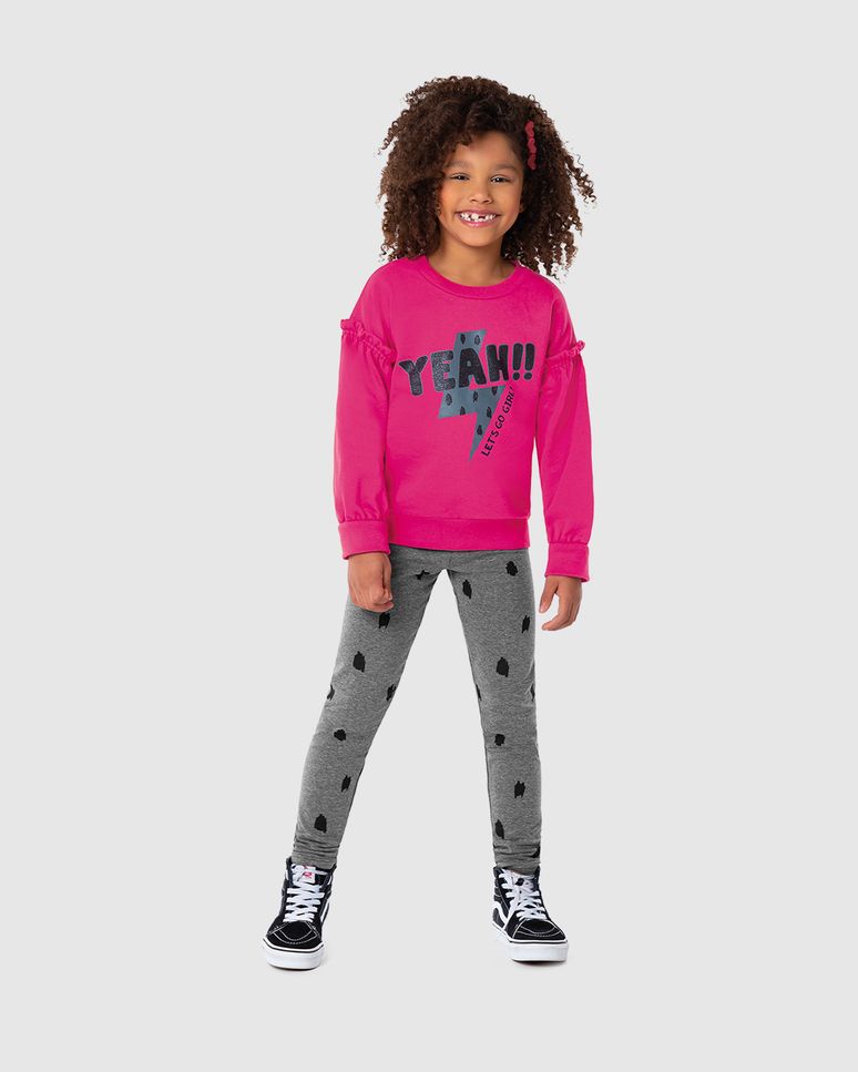 Conjunto Infantil Menina Blusão Em Moletom Stretch Flanelado Malwee Kids