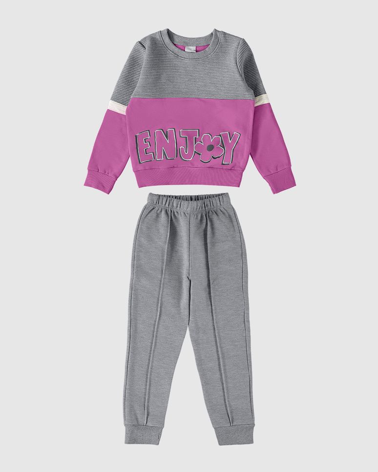 Conjunto Infantil Menina Enjoy Em Malha Relevo Malwee Kids