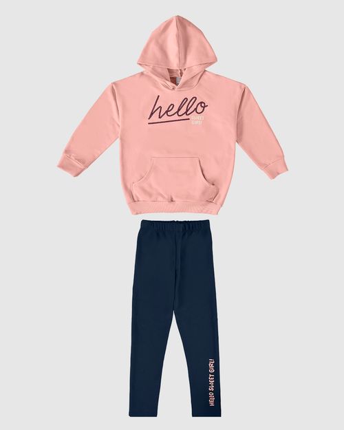 Conjunto Infantil Menina Hello Sweet Girl! Em Moletom Flanelado Malwee Kids
