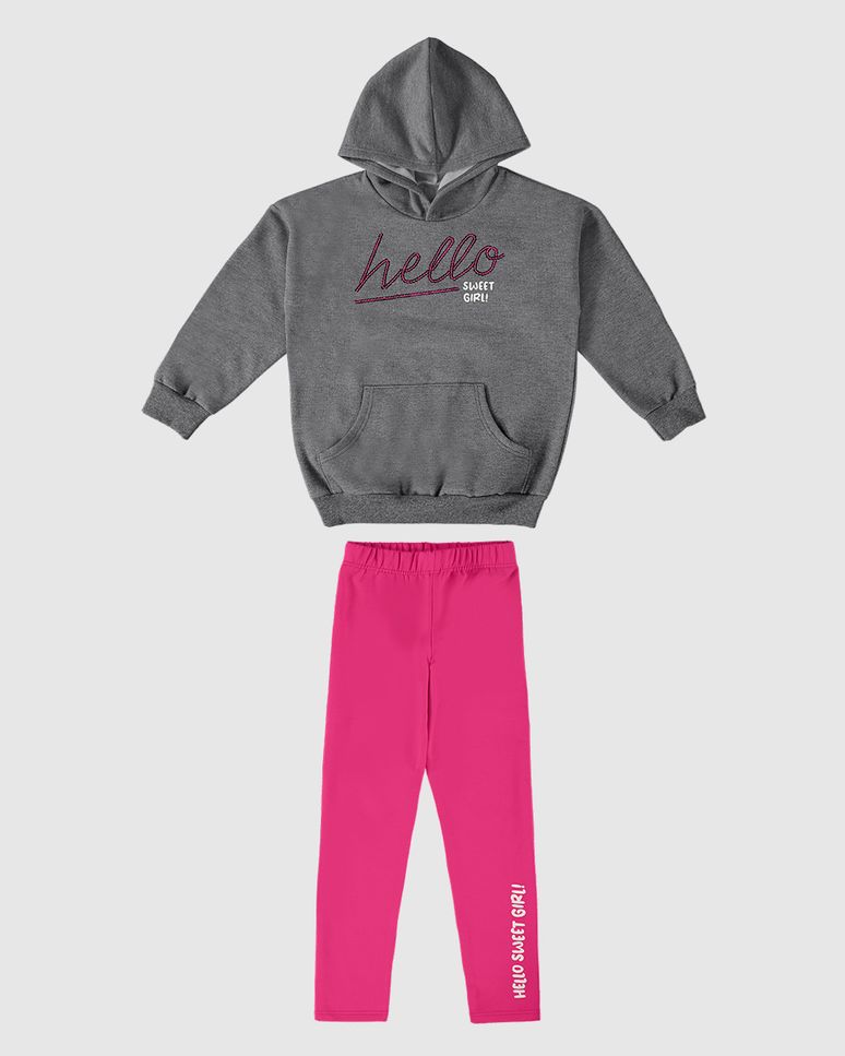 Conjunto Infantil Menina Hello Sweet Girl! Em Moletom Flanelado Malwee Kids