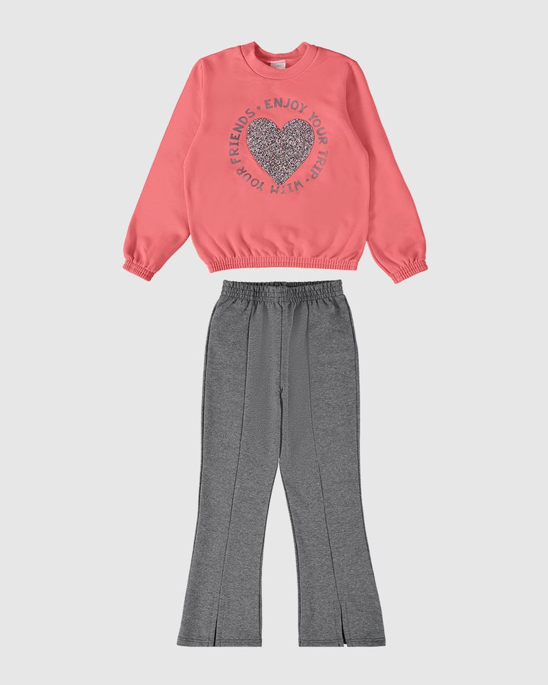 Conjunto Infantil Menina Calça Bootcut Em Moletom Malwee Kids