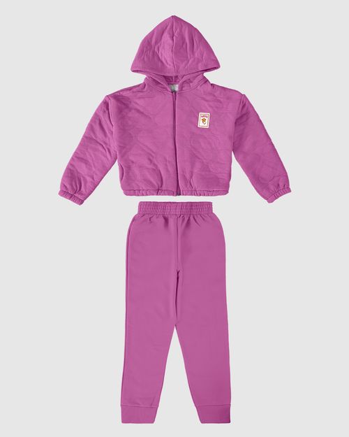 Conjunto Infantil Menina Jaqueta Em Malha Matelassê Coração Malwee Kids