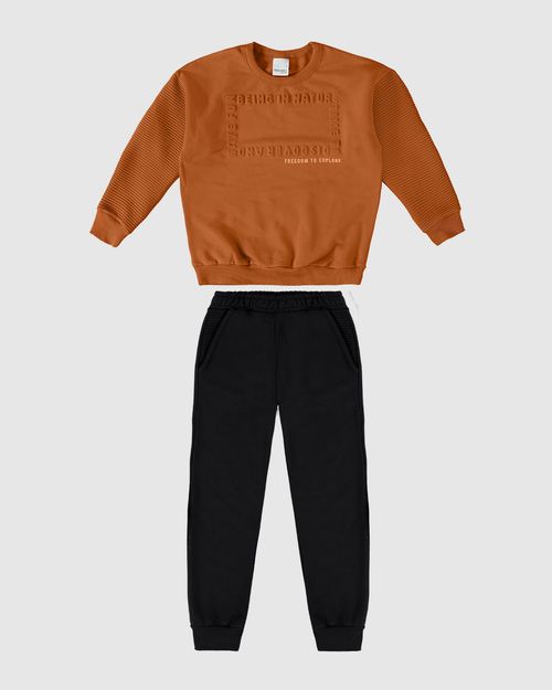 Conjunto Infantil Menino Estampa Alto Relevo Em Moletom Malwee Kids