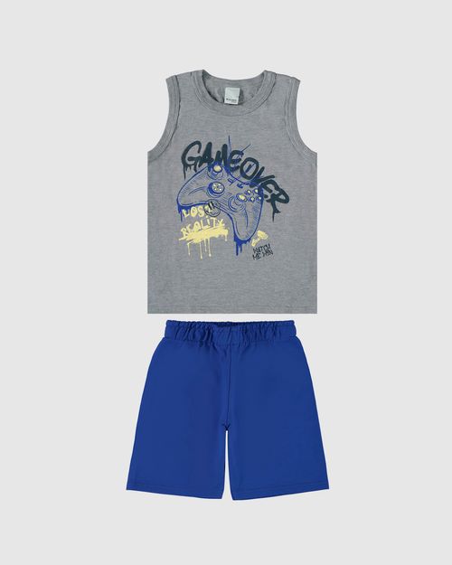 Conjunto Infantil Menino Regata Estampa Frontal Em Algodão Malwee Kids