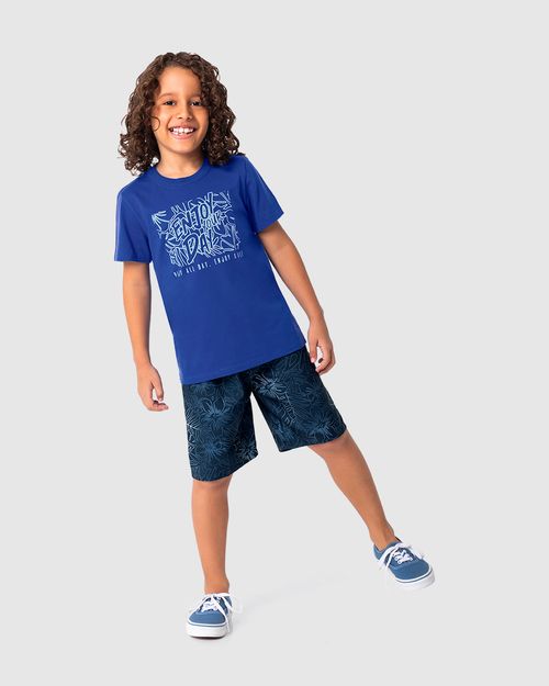 Conjunto Infantil Menino Bermuda Estampada Em Microfibra Malwee Kids