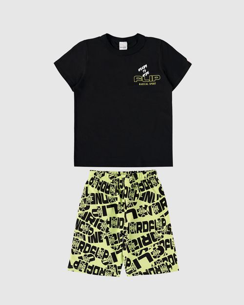 Conjunto Infantil Menino Bermuda Estampa Lettering Em Moletinho Malwee Kids