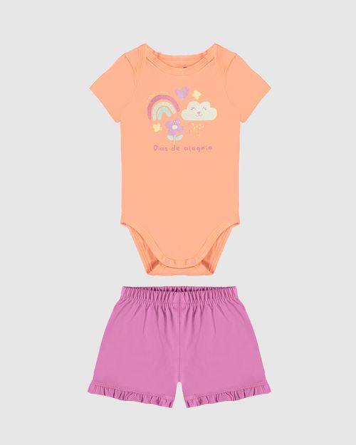 Conjunto Infantil Menina Body Dias De Alegria Em Algodão Comfy Malwee Kids