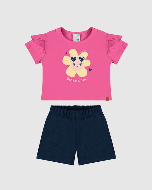 Conjunto Infantil Menina Blusa Dias De Sol Em Algodão Malwee Kids