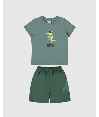 Conjunto Infantil Menino Bermuda Adventure Em Microfibra Malwee Kids