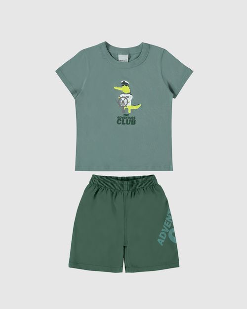 Conjunto Infantil Menino Bermuda Adventure Em Microfibra Malwee Kids
