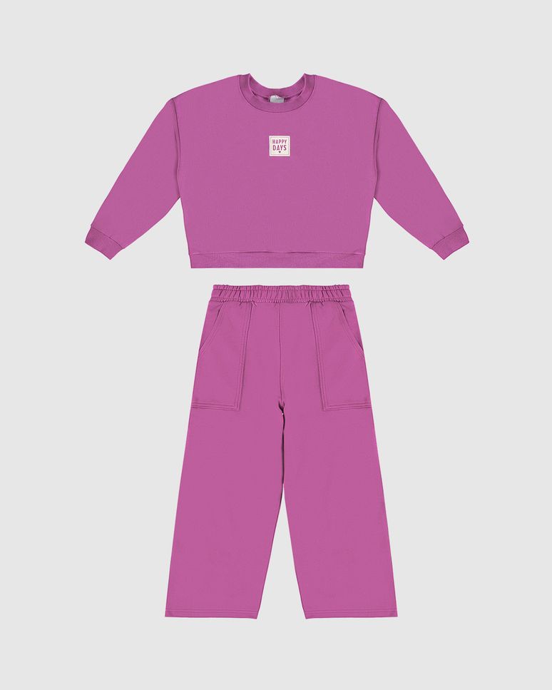 Conjunto Infantil Menina Happy Days Em Moletom Flanelado Malwee Kids