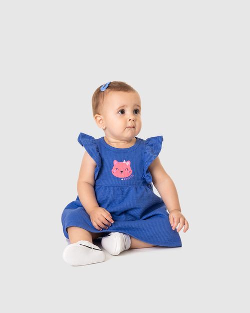 Conjunto Infantil Menina Vestido + Calcinha Em Malha Texturizada Malwee Kids