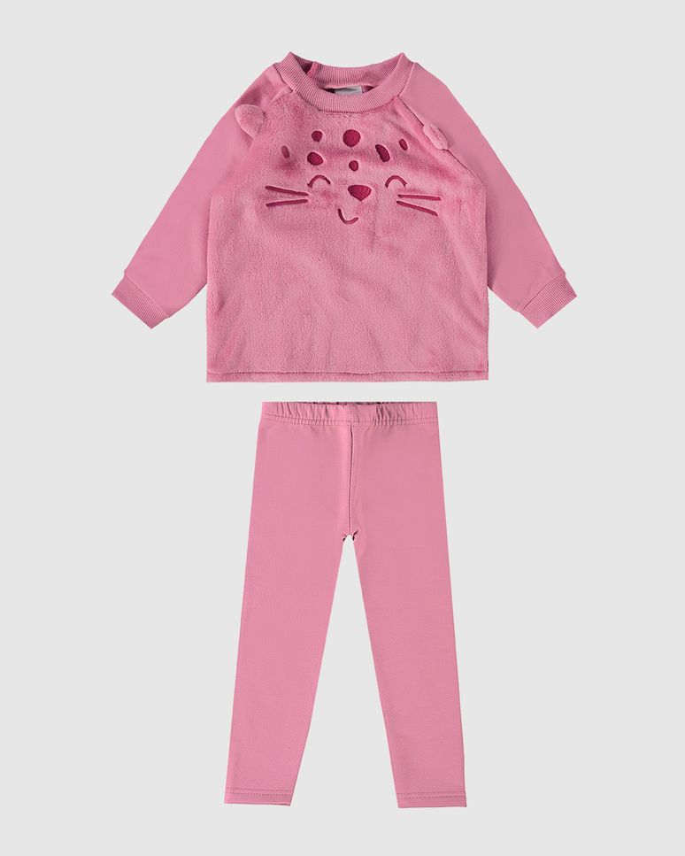 Conjunto Infantil Menina Blusão + Aplique Em Pelúcia Malwee Kids
