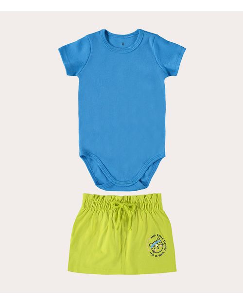 Conjunto Infantil Menina Body Manga Curta Em Ribana Malwee Kids