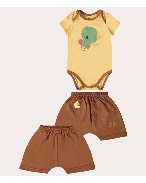 Conjunto Infantil Menino Body Passarinho Em Algodão Malwee Kids