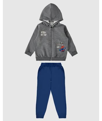 Conjunto Infantil Menino Play All Day Em Moletom Flanelado Malwee Kids