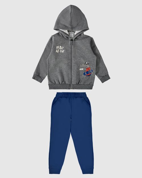 Conjunto Infantil Menino Play All Day Em Moletom Flanelado Malwee Kids
