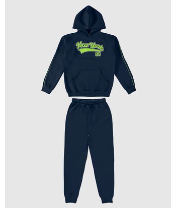 Conjunto Menino Blusão New York Em Moletom Soft Flanelado Malwee Kids
