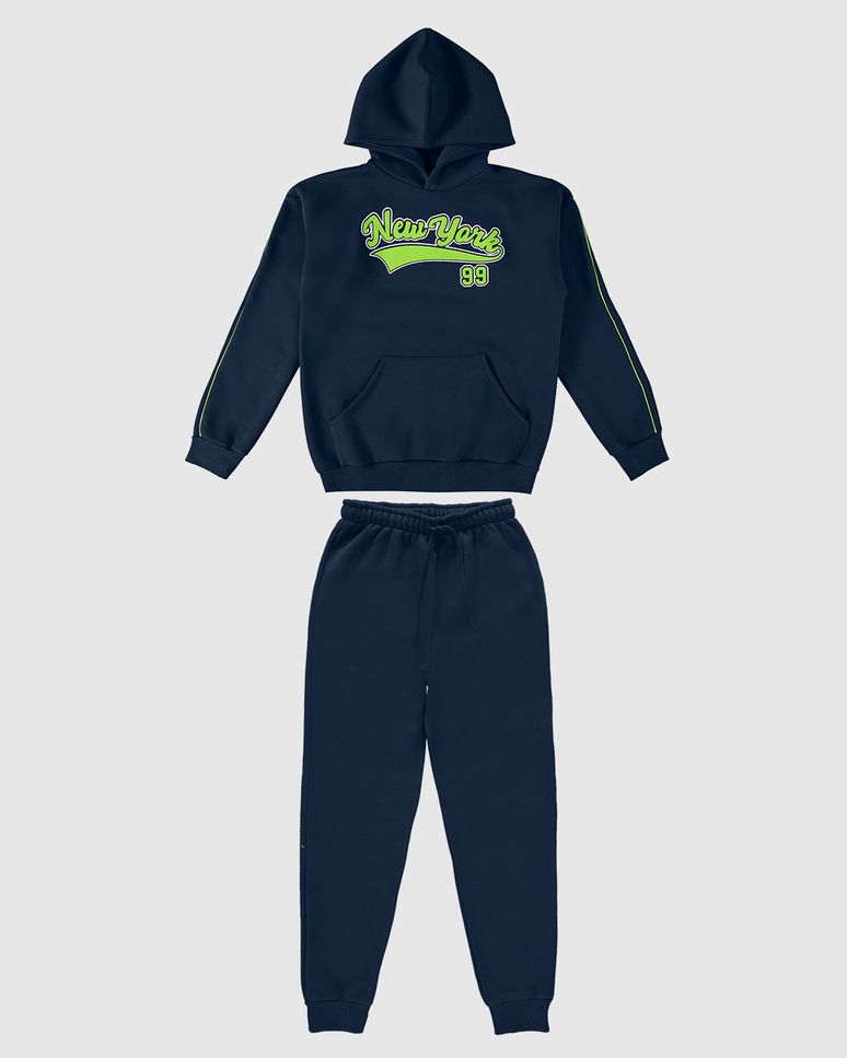 Conjunto Menino Blusão New York Em Moletom Soft Flanelado Malwee Kids