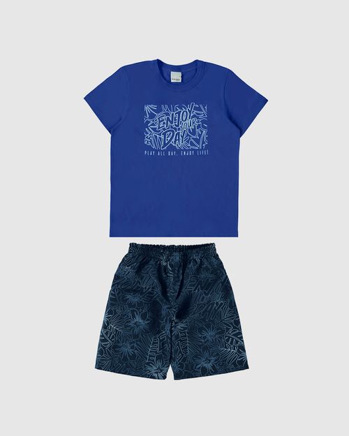 Conjunto Infantil Menino Bermuda Estampada Em Microfibra Malwee Kids