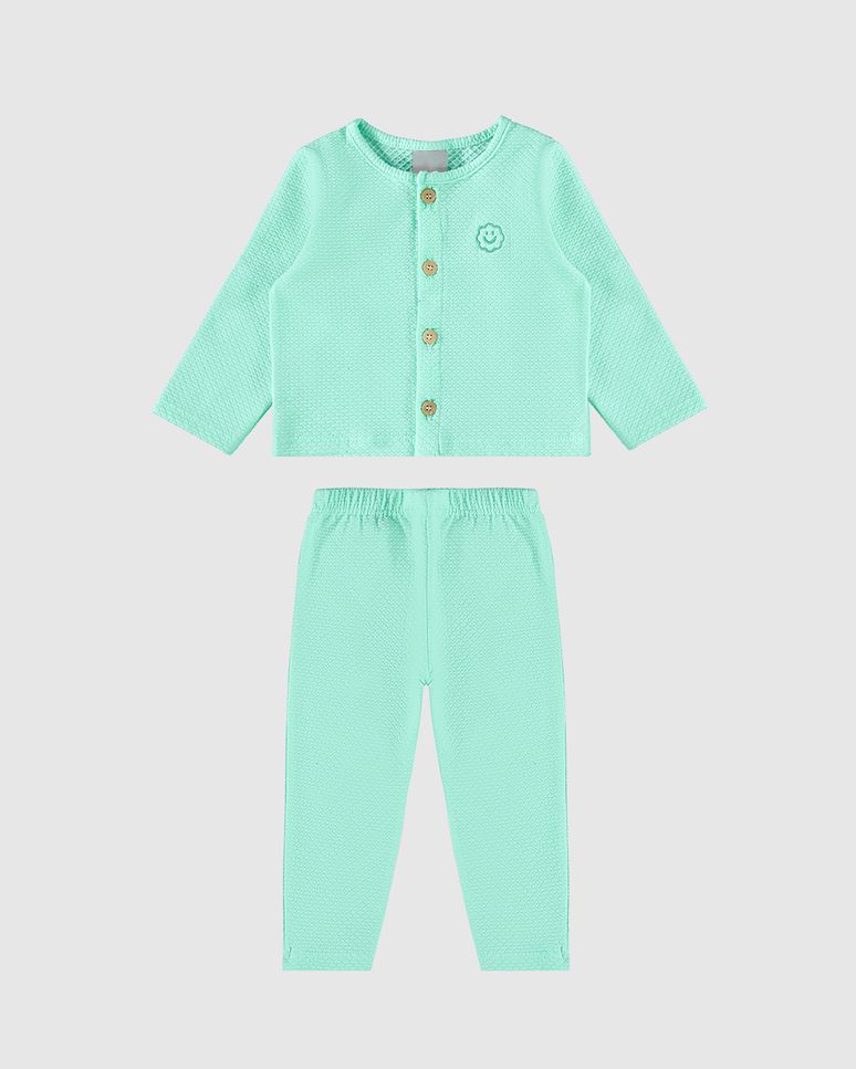Conjunto Infantil Menino Abotoamento Frontal Malha Texturizada Malwee Kids