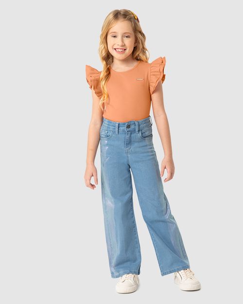 Blusa Menina Manga Babado Em Ribana - Carinhoso