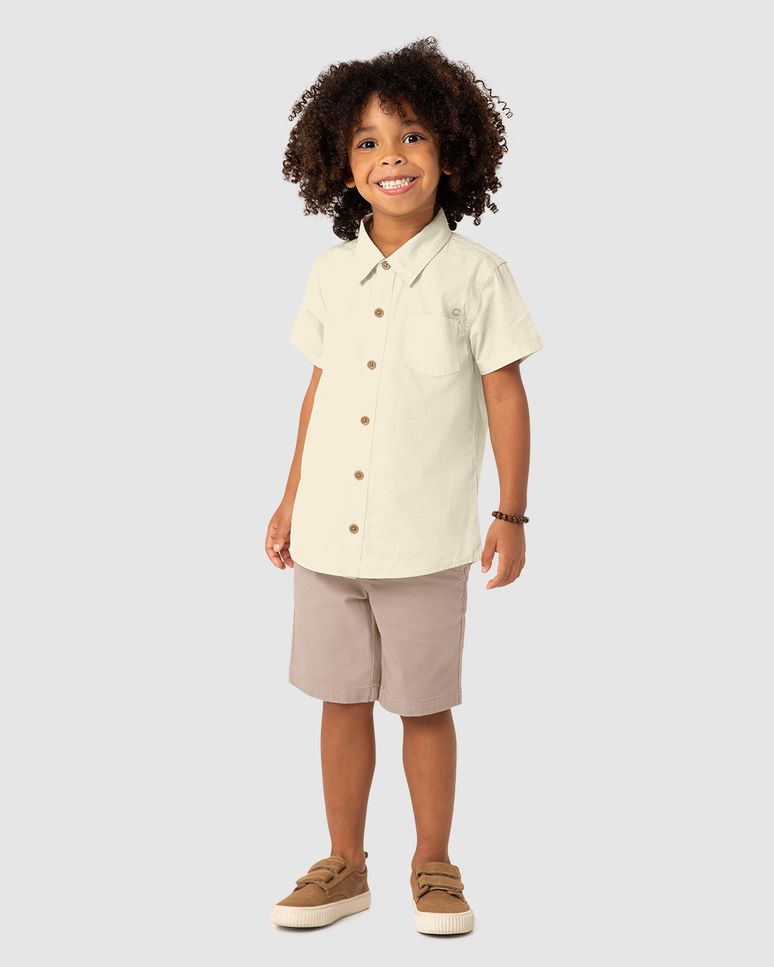 Conjunto Menino Camisa Manga Curta Em Algodão - Carinhoso