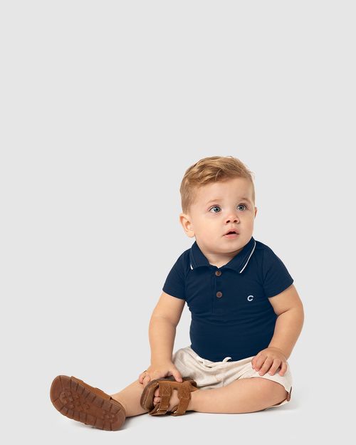 Conjunto Menino Body Polo Em Algodão - Carinhoso