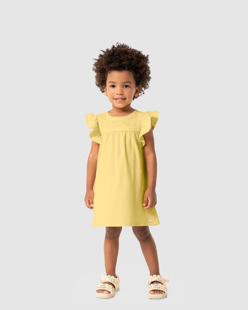 Vestido Menina Detalhe Bordado Em Algodão - Carinhoso