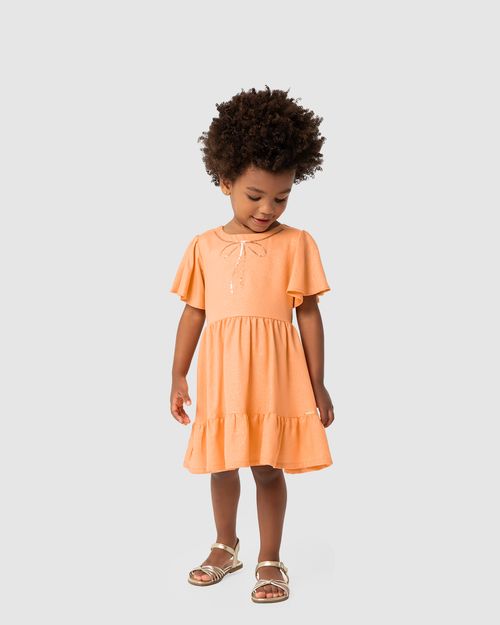 Vestido Menina Bordado Lantejoulas Em Viscose Lurex - Carinhoso