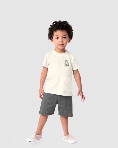 Conjunto Menino Camiseta Estampa Puff Em Algodão - Carinhoso