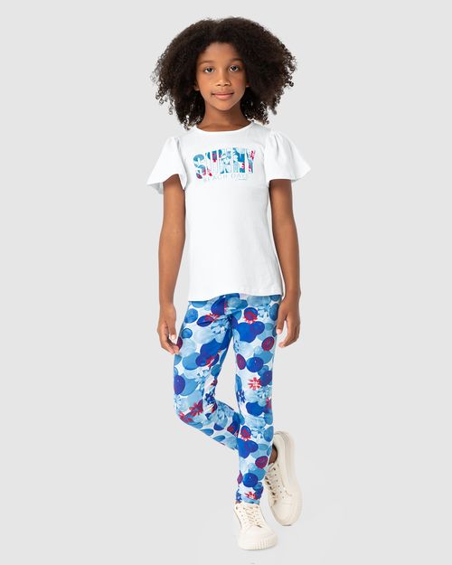 Conjunto Menina Blusa E Legging Estampada Em Algodão - Carinhoso