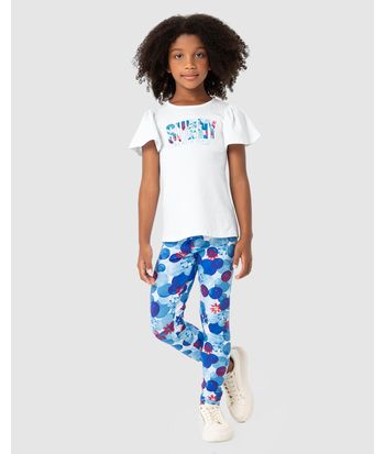 Conjunto Menina Blusa E Legging Estampada Em Algodão - Carinhoso