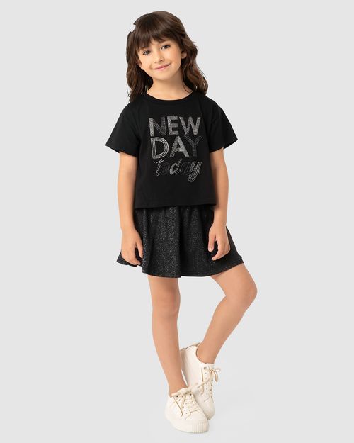 Conjunto Menina New Day Today Com Brilho Em Algodão - Carinhoso