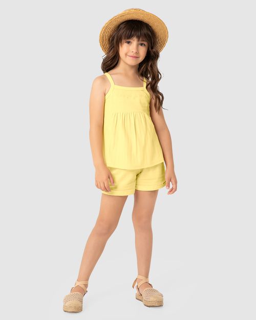 Conjunto Menina Regata E Shorts Em Malha Texturizada - Carinhoso