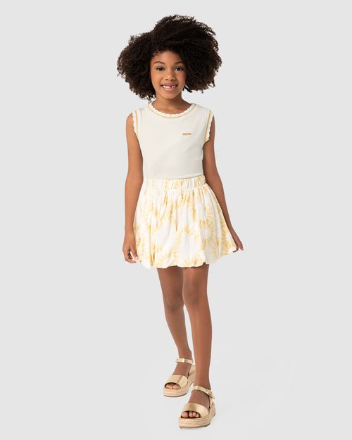 Conjunto Menina Saia Estampa Metalizada Em Viscose - Carinhoso