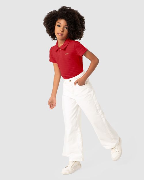 Blusa Menina Polo Em Malha Texturizada - Carinhoso