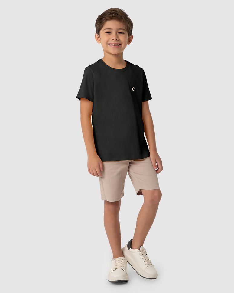 Camiseta Menino Manga Curta Em Algodão Pima - Carinhoso