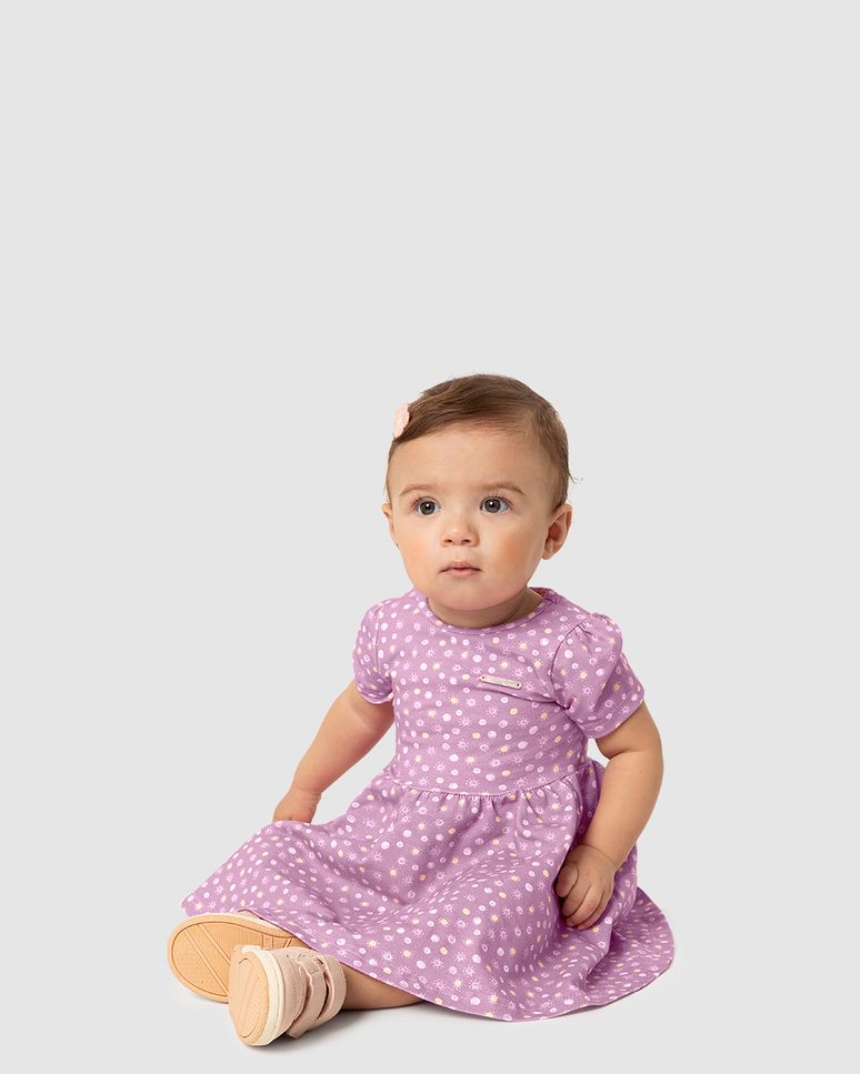 Vestido Menina Estampa Sol Em Algodão - Carinhoso