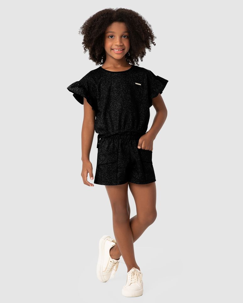 Shorts Menina Clochard Bolso Funcional Em Algodão - Carinhoso